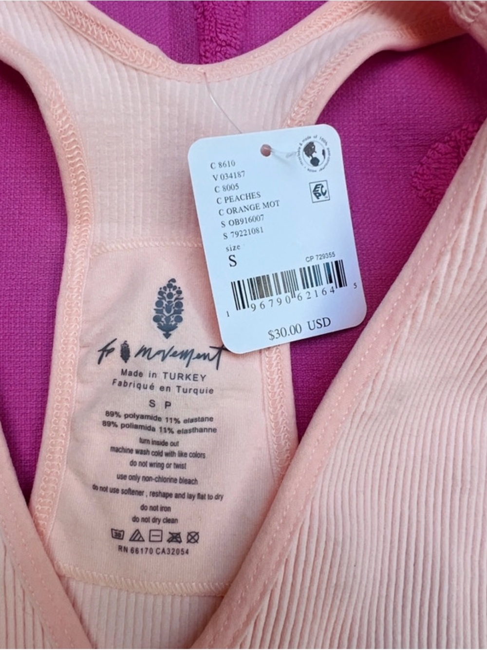 Free People Pale Pink Ribbed Racerback Tank - Picture 3 of 3